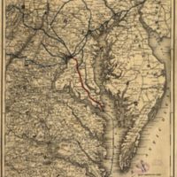 Map showing the Southern Maryland Railroad and its connections north, south, east, and west.